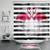 Flamingo Stripe Tropical Print Shower Curtain For Bathroom