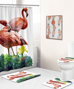 Flamingo Sunset Bath Decor Curtain