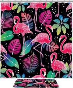 Flamingo Tropical Bathroom Shower Curtain for Your Home Dcor