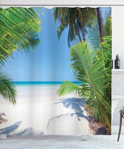 Flamingo Tropical Shower Curtain For Beach Bathroom Decor