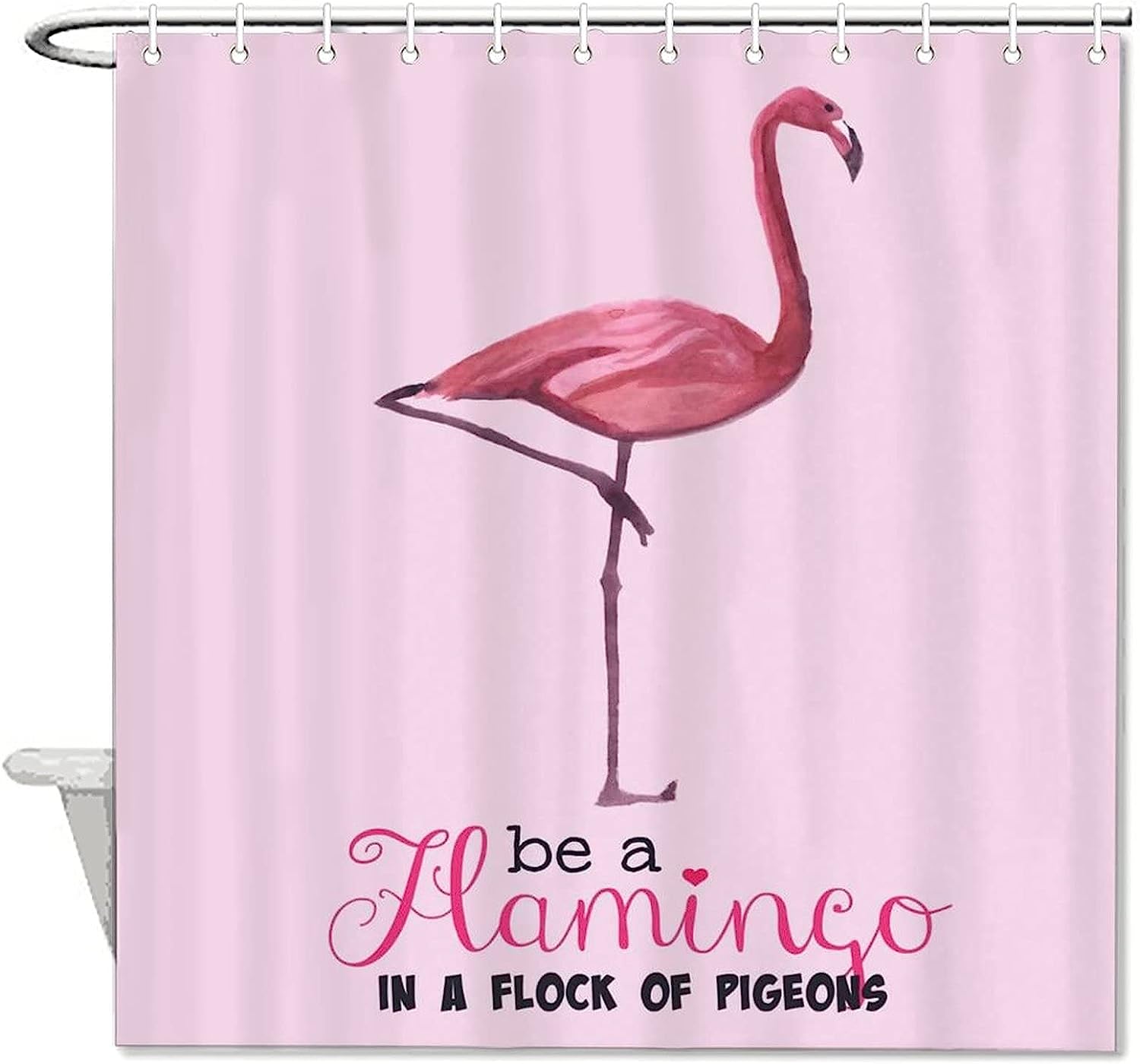 Flamingo Watercolor Painting Shower Curtain - Colorful Designer Bathroom Decor by WengBeauty