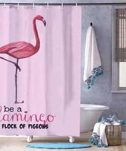 Flamingo Watercolor Painting Shower Curtain - Colorful Designer Bathroom Decor by WengBeauty
