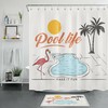 Flamingo and Palm Trees Print Shower Curtain for Summer Bathroom Decor