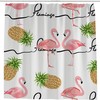Flamingo and Pineapple Shower Curtain, Waterproof Bathroom Decor by Vantaso