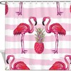 Flamingo and Pineapple Summer Print Shower Curtain for Bathroom Decor