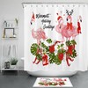 Flamingo with Santa Hat Christmas Shower Curtain 