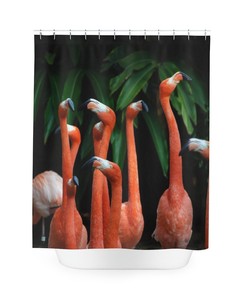 Flamingos And Tropical Leaves Shower Curtain For Nature-Inspired Bathroom Decor
