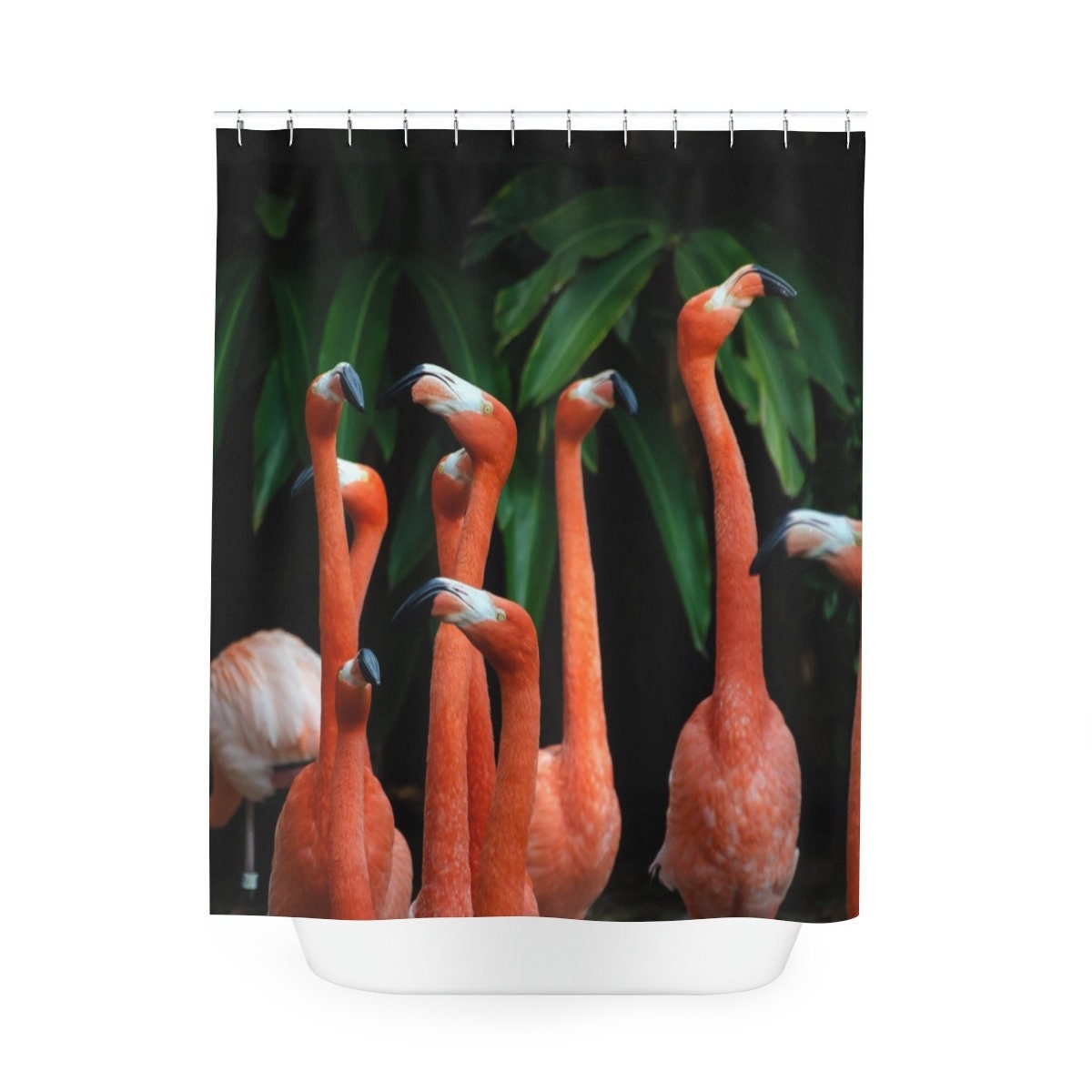 Flamingos And Tropical Leaves Shower Curtain For Nature-Inspired Bathroom Decor
