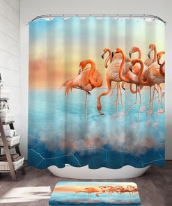 Flamingos At Dry Lake Shower Curtain For Fun Bathroom Design