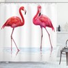 Flamingos On Sea Print Animal Shower Curtain For Tropical Bathroom