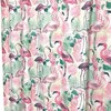 Flamingos Pineapples and Palm Leaves Print Shower Curtain