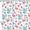 Flamingos and Flowers Painting Art Shower Curtain - Waterproof Bath Accessory for Decorative Bathroom by WengBeauty