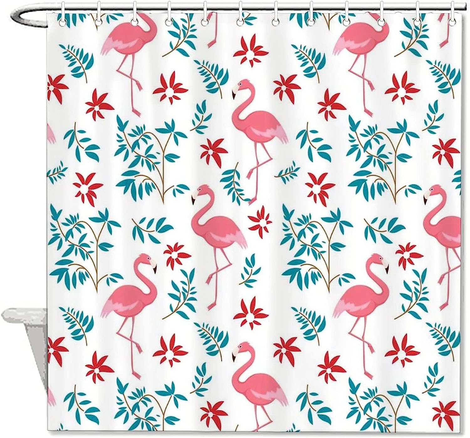 Flamingos and Flowers Painting Art Shower Curtain - Waterproof Bath Accessory for Decorative Bathroom by WengBeauty