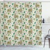 Flora and Fauna Motifs Llama Shower Curtain - Botanical Nature Bathroom Curtain with Animal Print