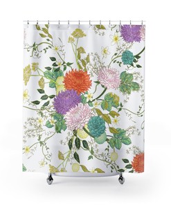 Floral Abstract Hand-Drawn Pattern Shower Curtain - Modern Bathroom Must-Have