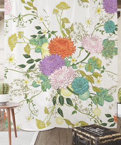 Floral Abstract Hand-Drawn Pattern Shower Curtain - Modern Bathroom Must-Have
