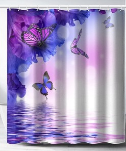 Floral And Butterfly Dream Print Shower Curtain - Great For Spring-Themed Bathroom Decor