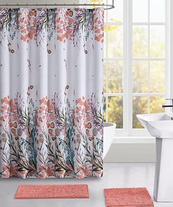 Floral Boho Free Spirit Botanical Bathroom Luxury Shower Curtain Waterproof Washable