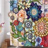 Floral Boho Shower Curtain - Bright Multicolor Bohemian Bathroom Curtain With Beautiful Cloth Fabric