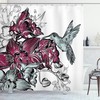 Floral Bouquet Shower Curtain with Hummingbird Design 
