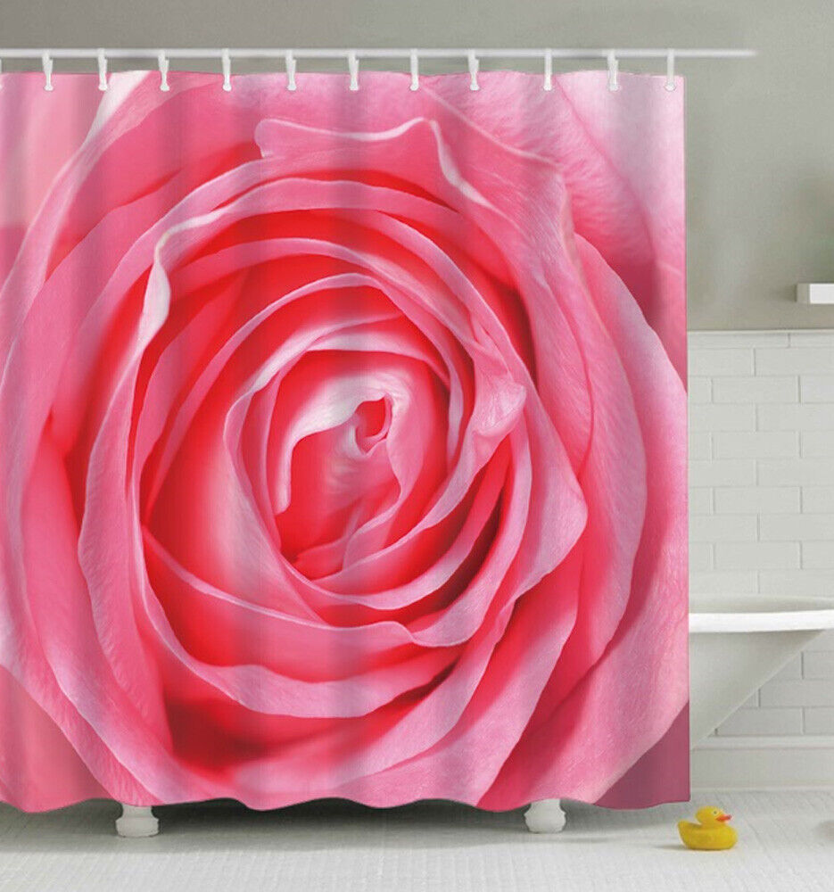 Floral Close-up Shower Curtain with Watercolor Roses in Pink for a Delicate Bathroom