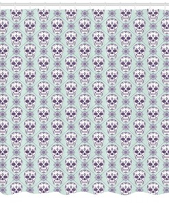Floral Damask Skulls Geometric Pattern Shower Curtain For Modern Bathroom Decor