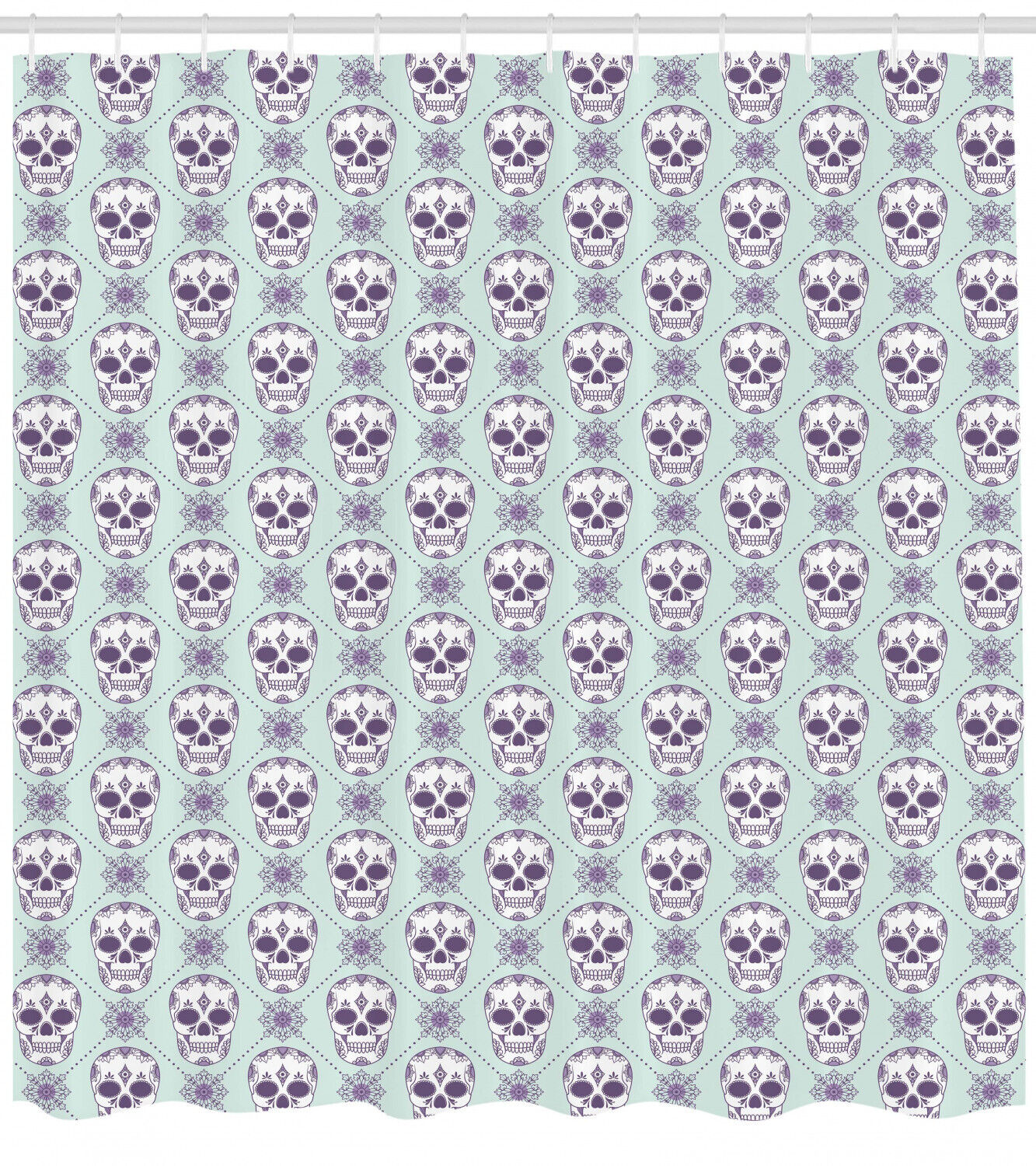 Floral Damask Skulls Geometric Pattern Shower Curtain For Modern Bathroom Decor