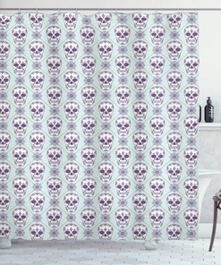 Floral Damask Skulls Geometric Pattern Shower Curtain For Modern Bathroom Decor
