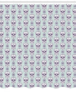 Floral Damask Skulls Geometric Pattern Shower Curtain For Modern Bathroom Decor
