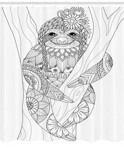 Floral Detail Sloth Shower Curtain, Add a Touch of Elegance to Your Bathroom