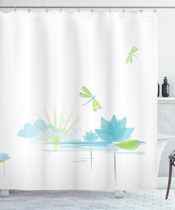 Floral Dragonfly Element Shower Curtain For Bathroom