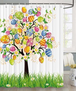 Floral Easter Eggs Tree Shower Curtain For Bathroom Decor