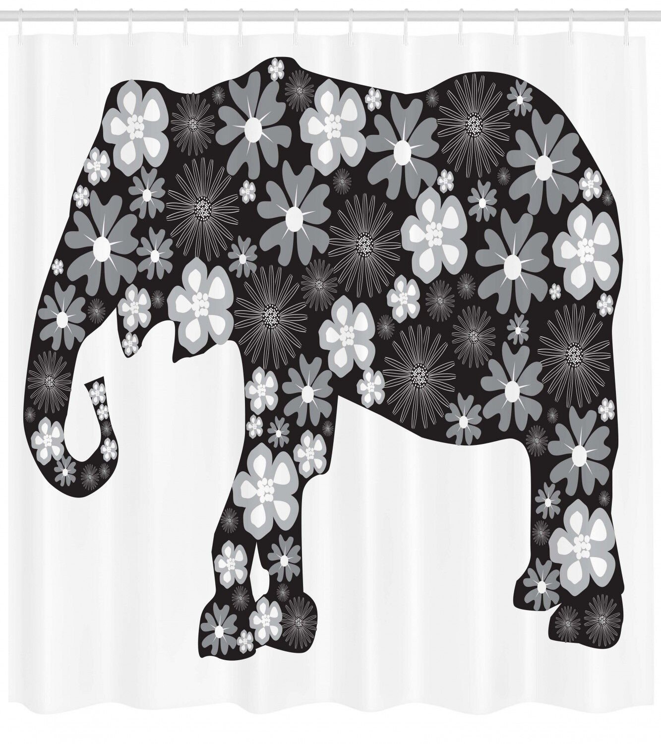 Floral Elephant Pattern Print Animal Shower Curtain For Vintage Bathroom - Image 2