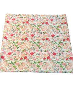 Floral Flower Cotton Fabric Shower Curtain With Hooks: Vintage Bath Accessory