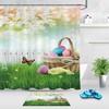 Floral Grass Butterfly Easter Eggs Shower Curtain For Bathroom Decor