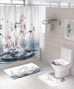 Floral Grey Shower Curtain, Simple Yet Stylish Bathroom Decor 