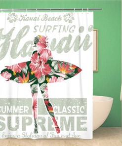 Floral Hawaii Surfing Summer Effects Shower Curtain