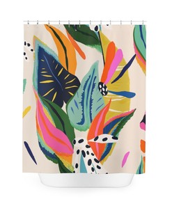 Floral Jungle Boho Flowers Custom Print Abstract Shower Curtain For An Artistic Bathroom