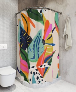 Floral Jungle Boho Flowers Custom Print Abstract Shower Curtain For An Artistic Bathroom
