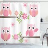 Floral Owl Print Shower Curtain for Baby's Bathrooms