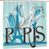 Floral Paris Eiffel Tower Theme Print Shower Curtain for Bathroom