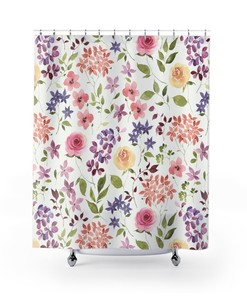 Floral Pattern Shower Curtain - Botanical Design For Housewarming Gift