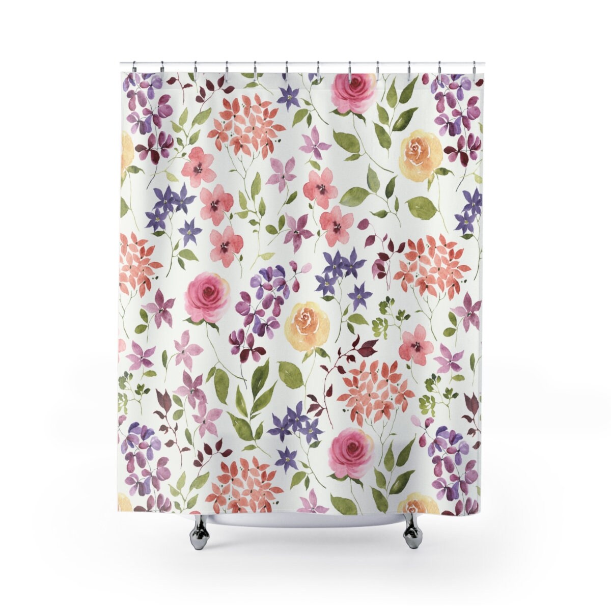 Floral Pattern Shower Curtain - Botanical Design For Housewarming Gift