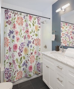 Floral Pattern Shower Curtain - Botanical Design For Housewarming Gift