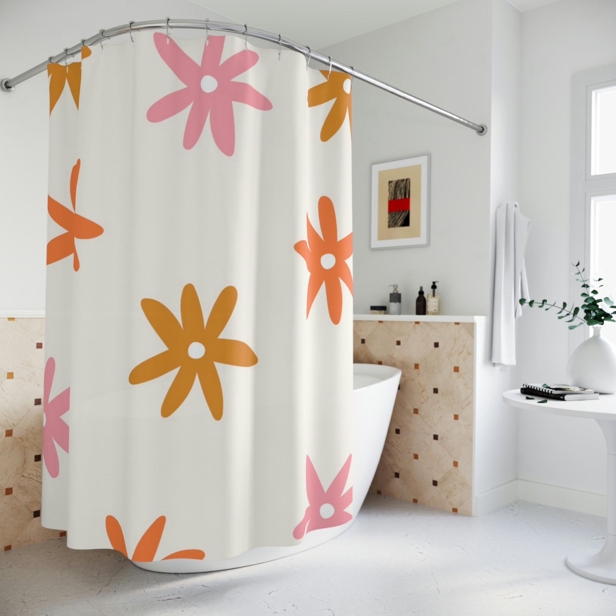 Floral Pattern Shower Curtain - Chic and Elegant Bathroom Decor