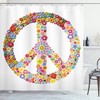 Floral Peace Symbol Hippie Shower Curtain For Bohemian Bathroom Decor