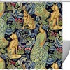 Floral Peacock Fox Rabbit Fabric Shower Curtain for Bathroom Decor