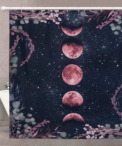 Floral Phases of the Moon Shower Curtain for a Feminine Bathroom Decor