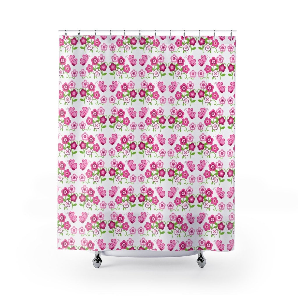 Floral Pink Girl Butterfly Bathroom Decor - Ideal For Nature-Inspired Bathroom Decor