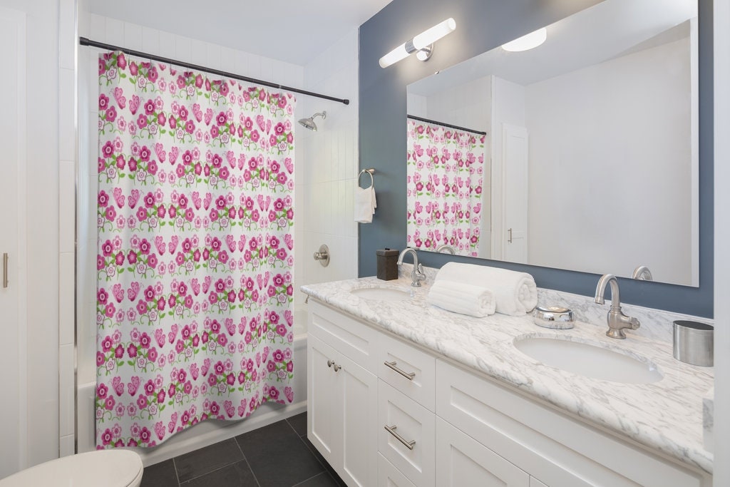 Floral Pink Girl Butterfly Bathroom Decor - Ideal For Nature-Inspired Bathroom Decor - Image 2